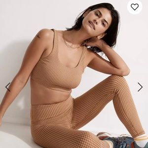 Madewell MWL Flex Square-Neck Sports Bra and Leggings in Check
